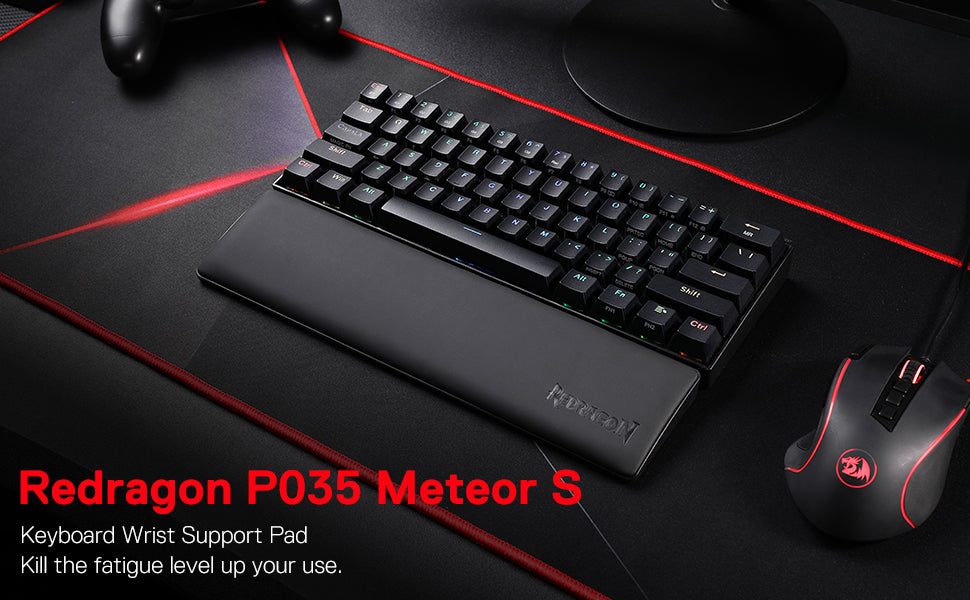 Redragon Gaming Keyboard Wrist Rest Pad, Ergonometric Soft Memory Foam Hand Support Ergonomic Anti-Slip Rubber Stable Base