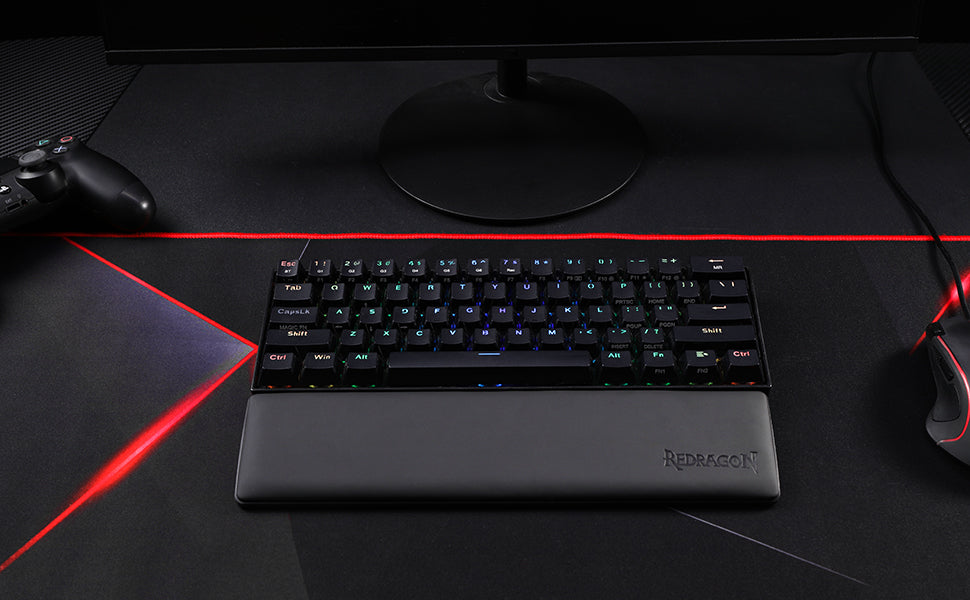 Redragon Gaming Keyboard Wrist Rest Pad, Ergonometric Soft Memory Foam Hand Support Ergonomic Anti-Slip Rubber Stable Base