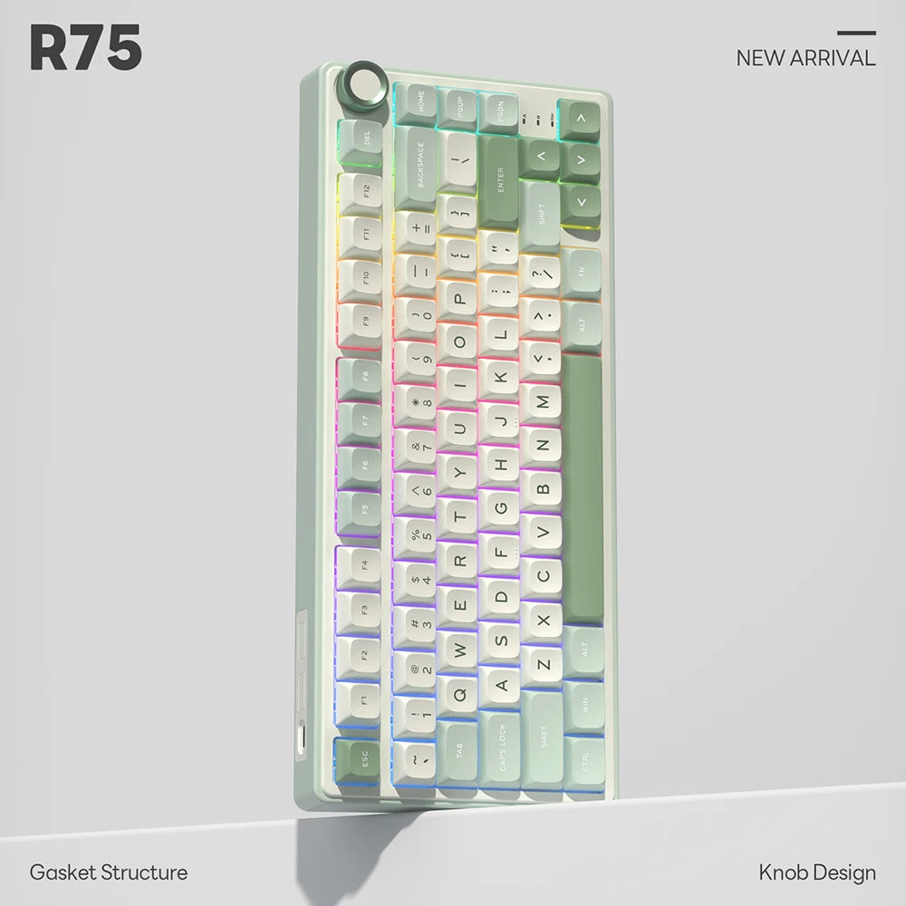 RK R75 Royal Kludge Wired Mechanical Keyboard 80 Keys 80% Gasket RGB Backlit Hot-swappable Gaming Keyboard with MDA PBT Keycaps