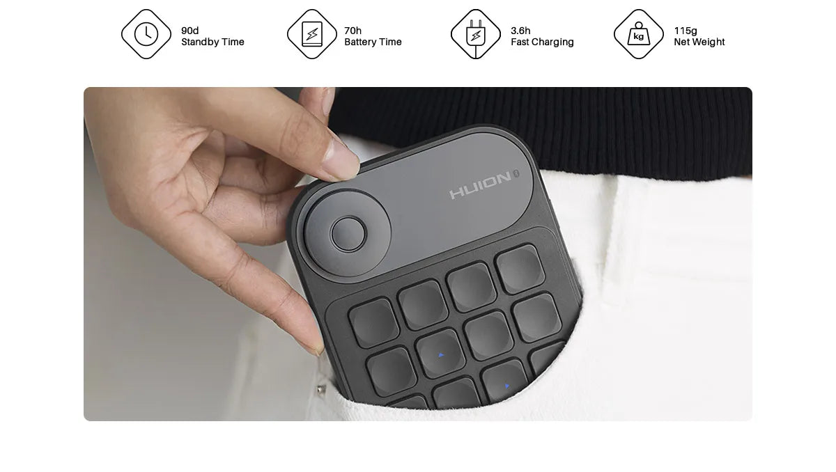 Huion K20 Keydial mini Keyboard for Drawing Tablet, PC and Phone,18 Keys Keyboard + Dial Controller,Upgraded version