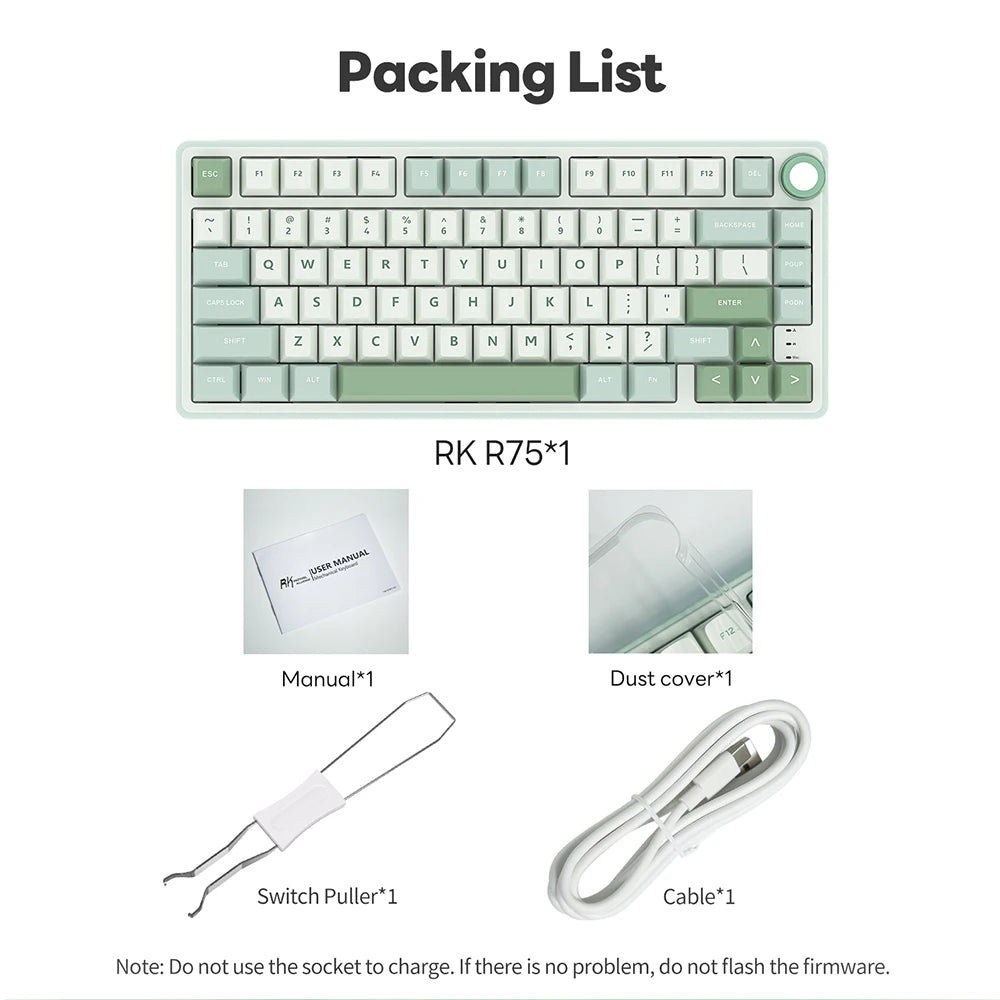 RK R75 Royal Kludge Wired Mechanical Keyboard 80 Keys 80% Gasket RGB Backlit Hot-swappable Gaming Keyboard with MDA PBT Keycaps